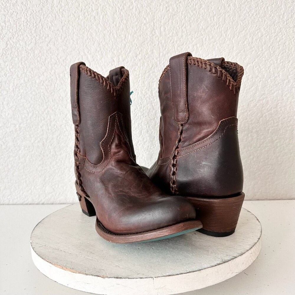 Lane PLAIN JANE PJ Brown Cowboy Boots Womens 7.5 Leather Cowgirl Western Short